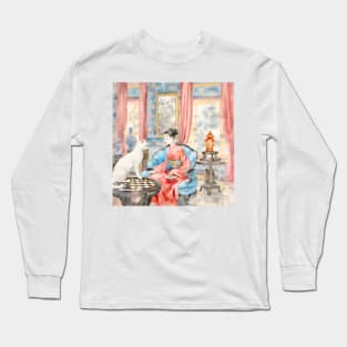 Whimsical chinoiserie watercolor Long Sleeve T-Shirt